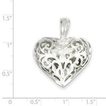 Load image into Gallery viewer, Sterling Silver Puffy Filigree Heart 3D Pendant Charm
