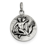 Load image into Gallery viewer, Sterling Silver Zodiac Horoscope Aquarius Antique Finish Pendant Charm
