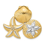 Load image into Gallery viewer, 14k Yellow Gold Rhodium Sand Dollar Starfish Scallop Shell Chain Slide Pendant Charm