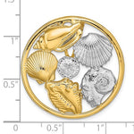 Load image into Gallery viewer, 14k Yellow Gold Rhodium Sand Dollar Starfish Scallop Clam Conch Shell Chain Slide Pendant Charm