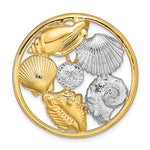 Load image into Gallery viewer, 14k Yellow Gold Rhodium Sand Dollar Starfish Scallop Clam Conch Shell Chain Slide Pendant Charm