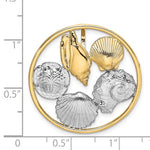 Load image into Gallery viewer, 14k Yellow Gold Rhodium Sand Dollar Starfish Scallop Clam Conch Shell Chain Slide Pendant Charm