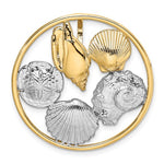 Load image into Gallery viewer, 14k Yellow Gold Rhodium Sand Dollar Starfish Scallop Clam Conch Shell Chain Slide Pendant Charm