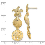 Load image into Gallery viewer, 14k Yellow Gold Sand Dollar Starfish Clam Scallop Shell Dangle Earrings