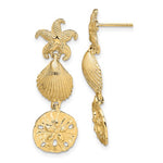 Load image into Gallery viewer, 14k Yellow Gold Sand Dollar Starfish Clam Scallop Shell Dangle Earrings