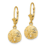 將圖片載入圖庫檢視器 14k Yellow Gold Sand Dollar Starfish Leverback Dangle Earrings