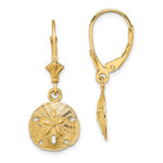 將圖片載入圖庫檢視器 14k Yellow Gold Sand Dollar Starfish Leverback Dangle Earrings