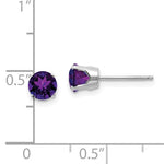 Carregar imagem no visualizador da galeria, 14k White Gold 5mm Round Amethyst Stud Earrings February Birthstone