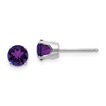 Carregar imagem no visualizador da galeria, 14k White Gold 5mm Round Amethyst Stud Earrings February Birthstone