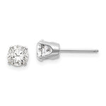 Cargar imagen en el visor de la galería, 14k White Gold 5mm Round White Topaz Stud Earrings April Birthstone