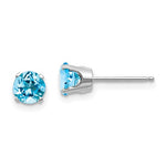 Carregar imagem no visualizador da galeria, 14k White Gold 5mm Round Blue Topaz Stud Earrings December Birthstone