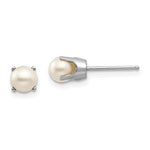 Cargar imagen en el visor de la galería, 14k White Gold 5mm Round Freshwater Cultured Pearl Stud Earrings June Birthstone
