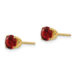 Cargar imagen en el visor de la galería, 14k Yellow Gold 5mm Round Garnet Stud Earrings January Birthstone