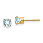 Carica l'immagine nel visualizzatore di Gallery, 14k Yellow Gold 5mm Round Aquamarine Stud Earrings March Birthstone