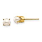 Indlæs billede til gallerivisning 14k Yellow Gold 5mm Round Freshwater Cultured Pearl Stud Earrings June Birthstone