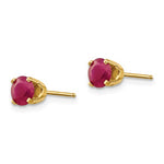 Carica l'immagine nel visualizzatore di Gallery, 14k Yellow Gold 5mm Round Ruby Stud Earrings July Birthstone
