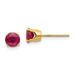 Carica l'immagine nel visualizzatore di Gallery, 14k Yellow Gold 5mm Round Ruby Stud Earrings July Birthstone