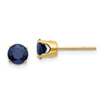 Kép betöltése a galériamegjelenítőbe: 14k Yellow Gold 5mm Round Sapphire Stud Earrings September Birthstone