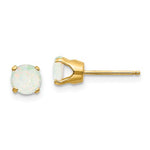 Indlæs billede til gallerivisning 14k Yellow Gold 5mm Round Opal Stud Earrings October Birthstone