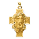 Lade das Bild in den Galerie-Viewer, 14k Yellow Gold Jesus Christ Face Head Cross Pendant Charm