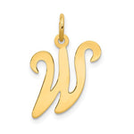 Load image into Gallery viewer, 14K Yellow Gold Initial Letter W Cursive Script Alphabet Pendant Charm