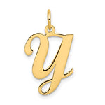 Load image into Gallery viewer, 14K Yellow Gold Initial Letter Y Cursive Script Alphabet Pendant Charm
