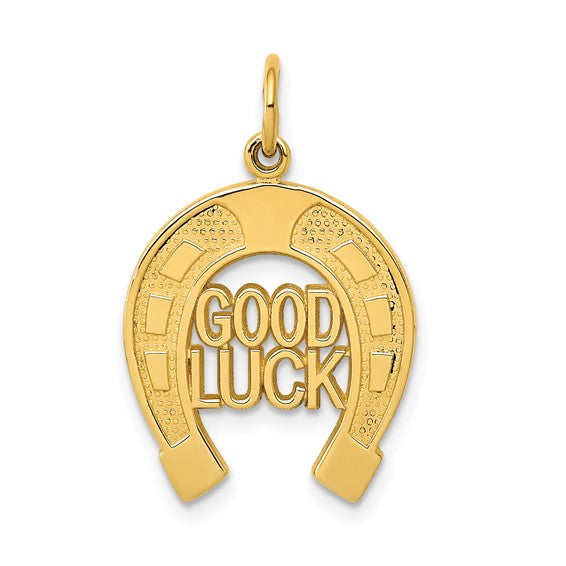14k yellow gold horseshoe good luck pendant charm