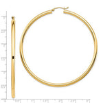 Charger l'image dans la galerie, 14K Yellow Gold 70mm x 3mm Extra Large Giant Gigantic Big Lightweight Round Classic Hoop Earrings
