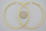 Lataa kuva Galleria-katseluun, 14K Yellow Gold 90mm x 3mm Extra Large Giant Gigantic Big Round Classic Hoop Earrings
