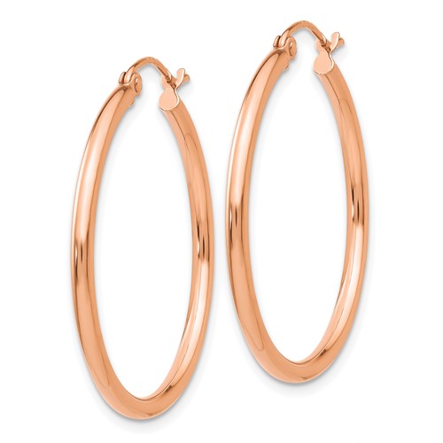 10k Rose Gold Classic Round Hoop Earrings 31mm x 2mm