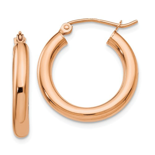 14K Rose Gold 20mm x 3mm Classic Round Hoop Earrings