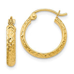 將圖片載入圖庫檢視器 14k Yellow Gold 15mm x 2.5mm Diamond Cut Round Hoop Earrings
