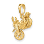 Afbeelding in Gallery-weergave laden, 14k Yellow Gold Motorcycle  Moveable 3D Pendant Charm
