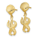 Załaduj obraz do przeglądarki galerii, 14k Yellow Gold Seashell Starfish Clam Scallop Shell Dangle Earrings

