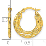 Charger l'image dans la galerie, 10K Yellow Gold Patterned Round Hoop Earrings 18mm x 2mm

