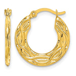 Charger l'image dans la galerie, 10K Yellow Gold Patterned Round Hoop Earrings 18mm x 2mm
