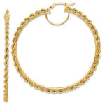 Kép betöltése a galériamegjelenítőbe: 10K Yellow Gold 65mm x 2.95mm Rope Round Hoop Earrings

