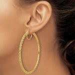 將圖片載入圖庫檢視器 10K Yellow Gold 70mm x 2.95mm Rope Round Hoop Earrings
