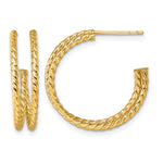 Load image into Gallery viewer, 10K Yellow Gold Double Strand Twisted C-Hoop Post Twisted Coil C Round Hoop Earrings 23mm x 5.75mm
