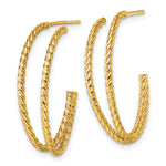 Load image into Gallery viewer, 10K Yellow Gold 27mm x 5.75mm Polished Double Strand Twisted J-Hoop Post Earrings
