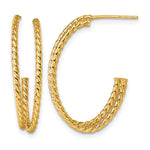 Load image into Gallery viewer, 10K Yellow Gold 27mm x 5.75mm Polished Double Strand Twisted J-Hoop Post Earrings
