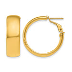 Load image into Gallery viewer, 10K Yellow Gold Square-Tube Hoop Omega Back Round Hoop Earrings 24mm x 7.75mm
