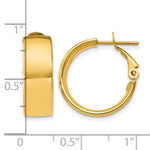 Load image into Gallery viewer, 10K Yellow Gold Square-Tube Hoop Omega Back Round Hoop Earrings 19.5mm x 6.75mm
