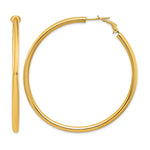 Load image into Gallery viewer, 10K Yellow Gold Classic Hoop Omega Back Round Hoop Earrings 57mm x 3mm
