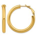 Load image into Gallery viewer, 10K Yellow Gold Classic Hoop Omega Back Round Hoop Earrings 33.5mm x 4mm
