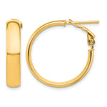 Load image into Gallery viewer, 10K Yellow Gold Square-Tube Hoop Omega Back Round Hoop Earrings 26mm x 5mm
