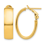 Load image into Gallery viewer, 10K Yellow Gold Square-Tube Hoop Omega Back Oval Hoop Earrings 19.25mm x 13.5mm x 7mm
