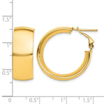 Load image into Gallery viewer, 10K Yellow Gold Square-Tube Hoop Omega Back Round Hoop Earrings 28mm x 10mm
