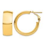 Load image into Gallery viewer, 10K Yellow Gold Square-Tube Hoop Omega Back Round Hoop Earrings 28mm x 10mm
