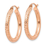 Load image into Gallery viewer, 10k Rose Gold 25mm x 3mm Diamond Cut Round Hoop Earrings
